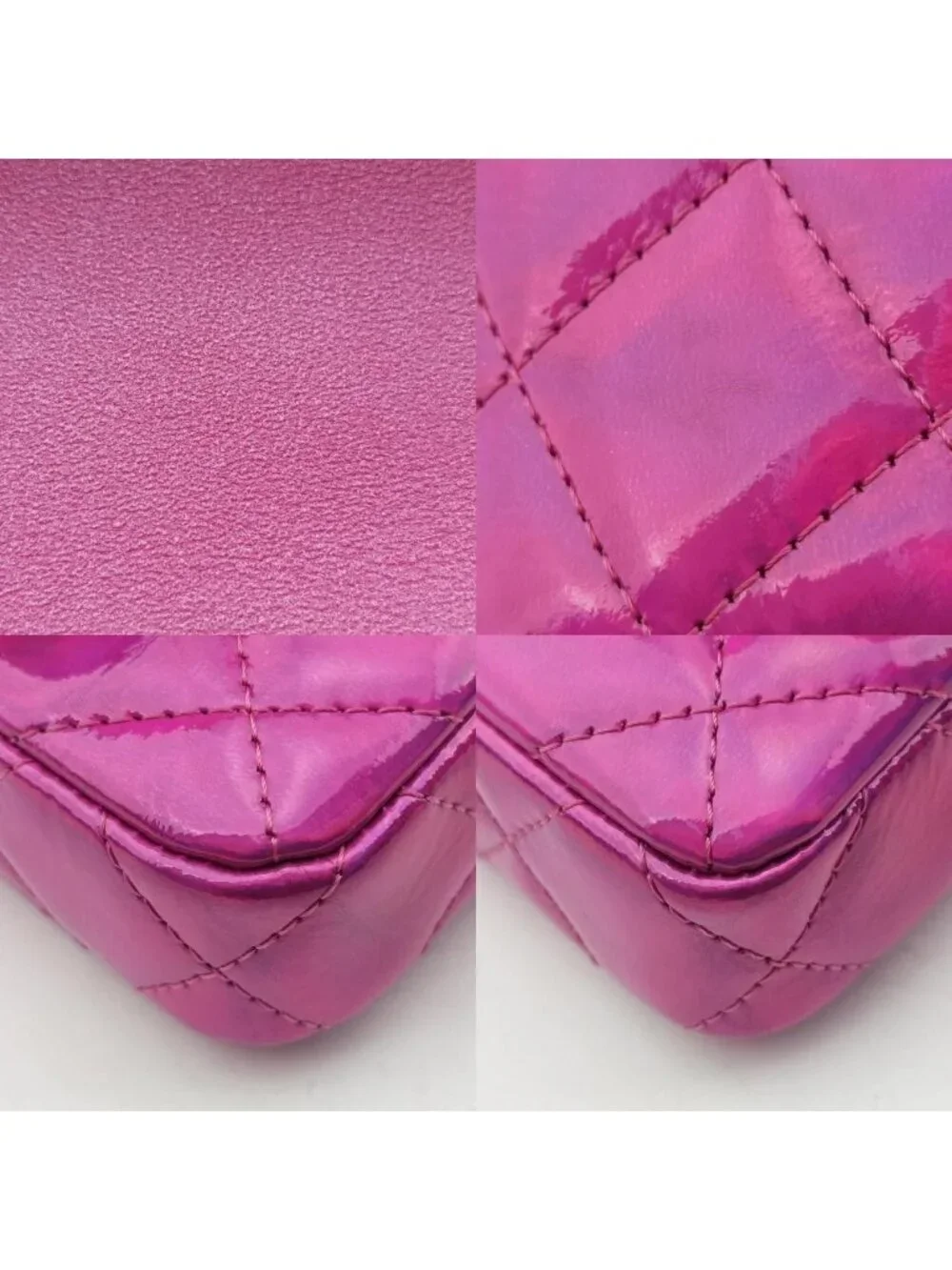 Chanel Quilted CC Logo Years Rose Red Patent